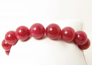 Elegant 12mm Natural Red Jade Beads Hand Knit Bracelet