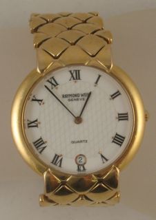 Estate Raymond Weil 18K Gold Electroplate Quartz Swiss Watch Geneve
