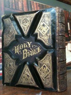  Bible Leather Unmarked Apocrypha Illuminated 1884 King James