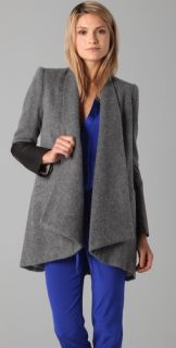 Mason by Michelle Mason Oversized Car Coat with Leather Cuffs