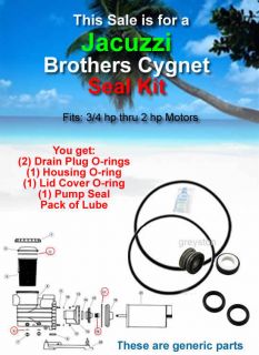 Jacuzzi Brothers Cygnet Series Pump Seal O Ring Kit