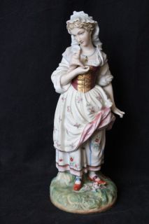 L443 Lot 2 Vintage German Bisque Porcelain Figurines Colonial Lady and