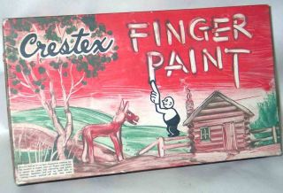 CRESTEX FINGER PAINT SET Vintage 1948 Palmer Co Detroit MI ORIGINAL