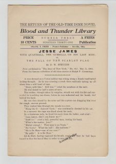 1931 RARE Outlaw Jesse James Blood and Thunder Library