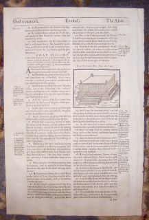 1607 Geneva Folio Roman Letter Bible Leaf Woodcut of The Altar