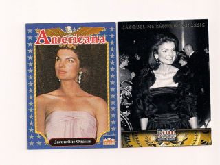 Jacqueline Jackie Kennedy Onassis 2 Card Lot Americana Panini first