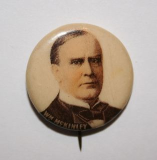 1896 William McKinley President Picture Campaign Button Political