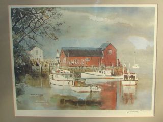 SN Listed Artist James Colway Maritime Harbor Scene Boat Print