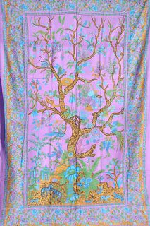Persian Queen Purple Exotic Tree of Life Tapestry Coverlet Bedspread