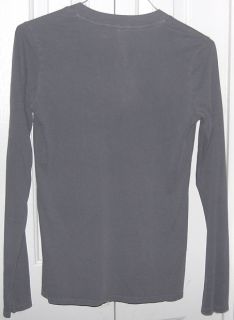 James Perse Standard Gray Combed Cotton Long Sleeve V Neck Tee Top 3