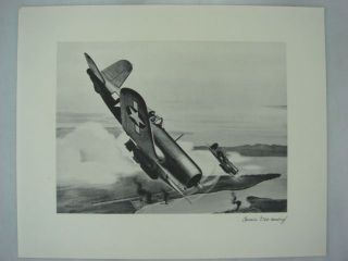 Chance Vought Vintage Corsair Plane Print 16 x 13