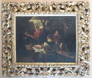  Painting on Wood Panel Copy of Jan Steens The Meal at Uffizi