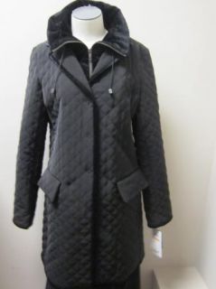 Jane Post Velvet Trim Quilted Coat Black $395