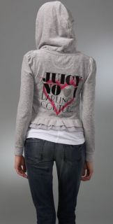 Juicy Couture Velour Hoodie with Ruffle Trim
