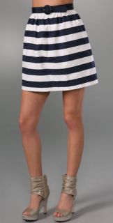 alice + olivia Striped High Waist Skirt with Belt