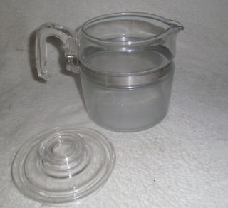 VINTAGE PYREX FLAMEWARE 6 CUP COFFEE POT & LID 7756 B 7756b CLEAR MADE