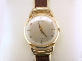 Vintage Deco Hamilton Mens Wrist Watch Automatic 14k Yellow Gold