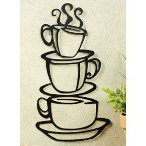 New Coffee House Cup Java Silhouette Wall Art Metal Mug
