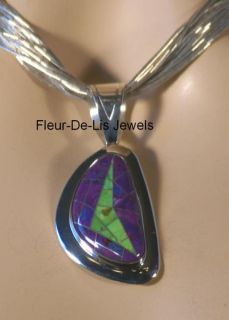 Jay King MINE FINDS Purple & Green Turquoise Inlay Pendant Sterling