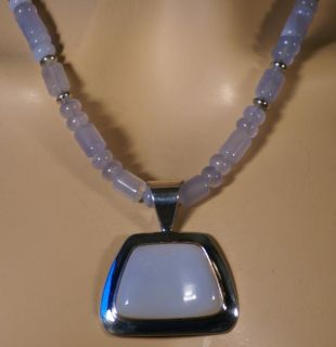 Jay King Mine Finds Blue Chalcedony Necklace Pendant Sterling Silver