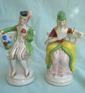 Two Made in Occupied Japan Courtier Porcelain Figurines
