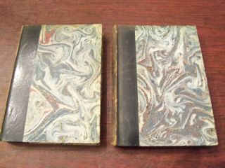 OEUVRES DE JEAN RACINE ANTIQUE FRENCH BOOK 1760 MARBLED BOARDS VOLUMES
