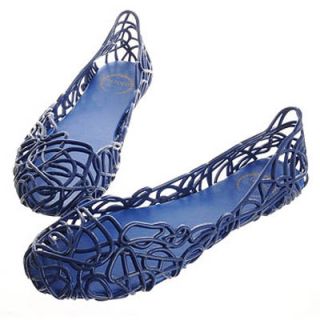 2011 Womens Jelly Ballet Flats Shoes Zig Zag in Blue