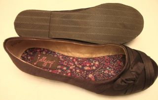 JELLYPOP Womens Brown Satin Fabric Bow Ballet Flats Shoes Size 8 5 M