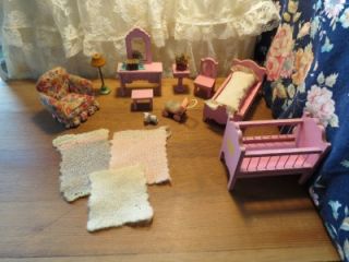 RARE Antique Dollhouse Furniture Early 1900s Childs Nursery Bed Room