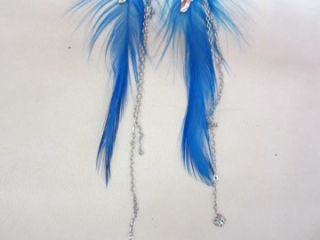 190 New Chan Luu Teal Mix Feather Earrings with Sterling Silver