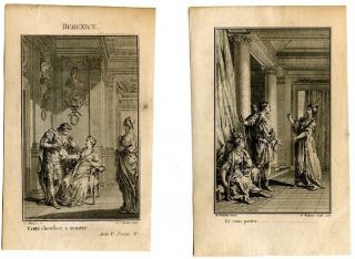  Rococo 18th c. antique engravings prints JEAN RACINE Berenice print