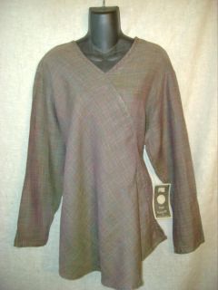Flax Jeanne Engelhart Irish Linen Bias Diagonal Shirt