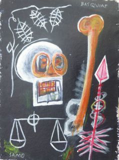 Acrylic Grafitti Painting Signed Jean Michel Basquiat
