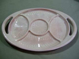 VGC Jeannette Glass Company 1950s 60s Shell Pink 5 Part Tray 2