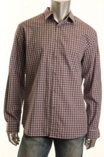  Jeremy Purple Plaid Long Sleeve Point Collar Button Down Shirt M