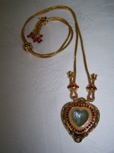 Elizabeth Taylor Shah Jehan Heart Necklace Rhinestone Pendant