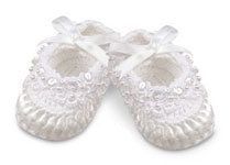 Jefferies Socks White Ribbon Crocheted Baby Booties Crib Shoes Newborn