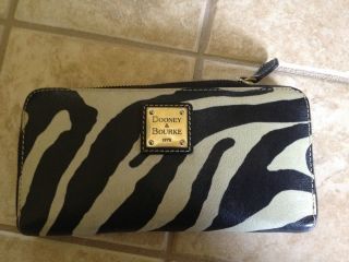 Dooney Bourke Zebra Print Leather Wallet Authentic