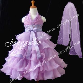 SB01 Flower Girl Pageant Formal Communions Gowns Dresses Purple 2 10