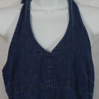 Old Navy Dark Blue Jean Denim 100 Cotton Halter Top Shirt Blouse Jrs M