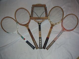  Old Vintage Wood Tennis Racket Dunlop Slazenger Jelinek Rosie