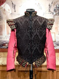  Elizabethan Doublet Cavalier SCA Costume Black Jerkin Vest