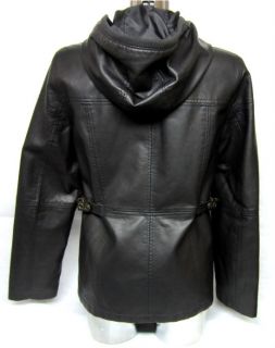 New Womens Esprit Leather Hood Jacket Size M Brown