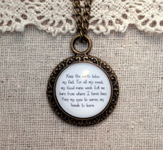 Mumford and Sons Lyrical Quote Pendant Necklace Below My Feet Brass 18