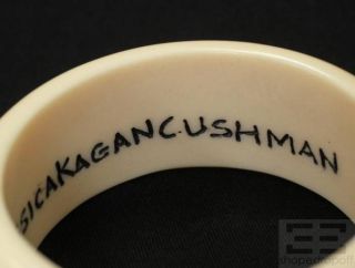 Jessica Kagan Cushman Cream & Black Resin Engraved Dorothy Bangle