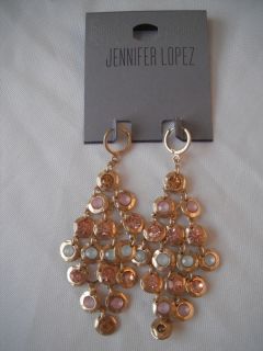 New J Lo Jennifer Lopez Gold Tone Chandelier Earrings