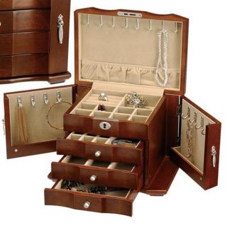 Beautiful Walnut Jewelry Box Armoire Chest with Lock