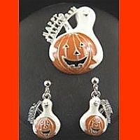 Pin Earrings Halloween Seasonal Charm Ghost Jewelry Set