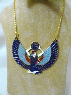 Egyptian Jewelry Isis Wings Necklace Large Solid Brass