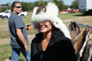 Otter Hat w White Fox Fur Trim Missouri Trappers Skin